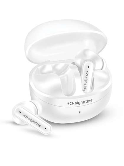 SIGNATIZE Truly
                        Wireless Bluetooth In Ear Earbuds with 35H
                        Playtime, 4 Mic Clear Calling, Bluetooth (White,
                        In the Ear)