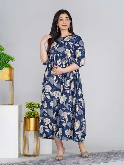 RANGEELO JAIPUR
                        Women Floral Printed Maternity Anarkali Kurta