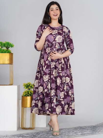 RANGEELO JAIPUR
                        Women Floral Printed Maternity Anarkali Kurta