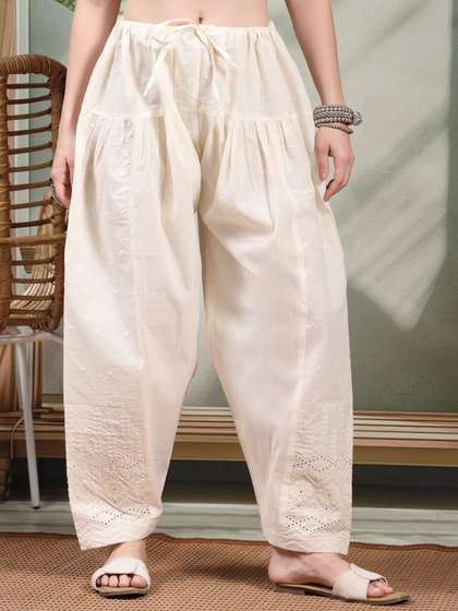 Clora Creation Women
                      Embroidered High-Rise Chikankari Loose Fit Cotton
                      Salwar