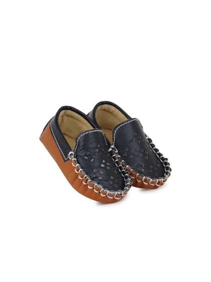 Neska Moda 6 To 12
                      Months Baby Boys Synthetic Leather Loafer Booties
                      (Toe to Heel Length - 12 cm, Black, Brown)