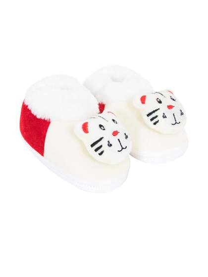 Neska Moda 6 To 12 Month
                    Lion Face Baby Booties (Toe to Heel Length - 12 cm,
                    Red,White)
