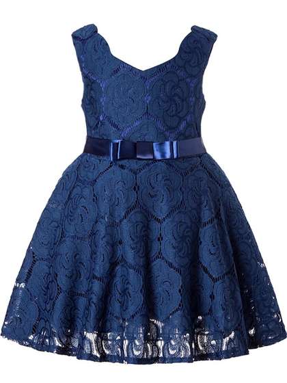Shahina Fashion Girls
                    Knee-Length Net & Satin Bow Dress