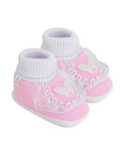 Neska Moda 3 To 12
                    Months Baby Boys & Baby Girls Cute Cotton
                    Pre-Walker Butterfly Frill Booties (Toe to Heel
                    Length - 12 cm, White, Pink)