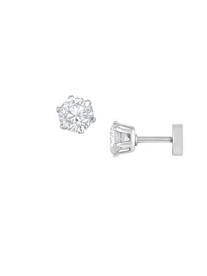 Carlton London Men
                    Stainless Steel Silver-Plated Solitaire Studded Stud
                    Earrings