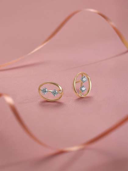 Mia by Tanishq 14
                          KT Gold Oval Pop Diamond Earrings - 1.34g