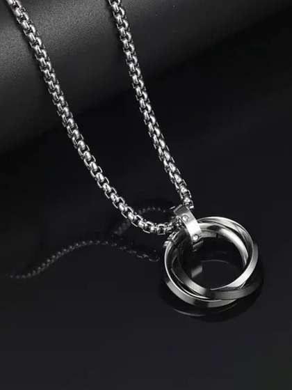 The Roadster Lifestyle
                    Co. Men Rhodium-Plated Circular Shaped Pendant