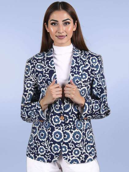 Talethread Printed
                        Cotton Single-Breasted Casual Blazer