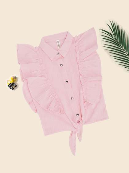 Pantaloons Junior
                      Girls Flutter Sleeve Shirt Style Top