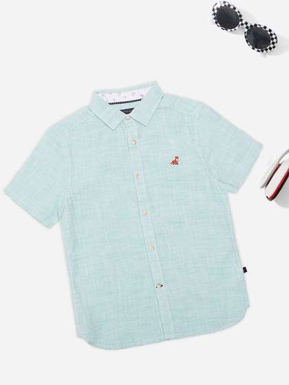 Pantaloons Junior Boys
                    Micro Checked Spread Collar Cotton Casual Shirt