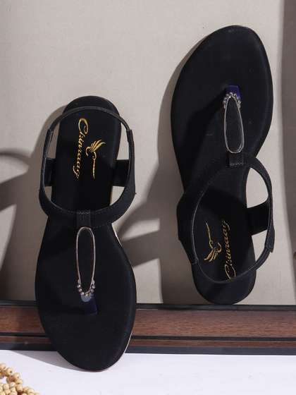 CHINRAAG Women
                        Backstrap Open Toe T-Strap Flats