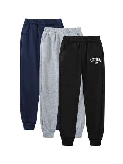 Knit Vey Boys Pack Of 3
                    Pure Cotton Mid-Rise Joggers