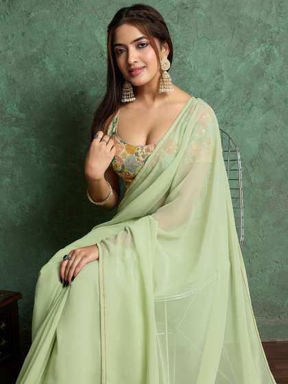 all about you
                        Embroidered Bordered Saree