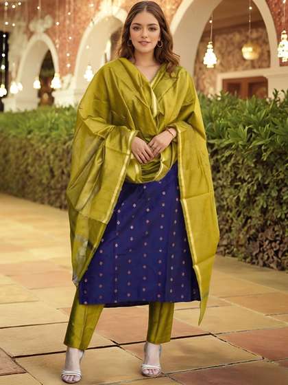 Aaghnya Women
                          Woven Design Woven Design Kurta with Trousers
                          & Dupatta