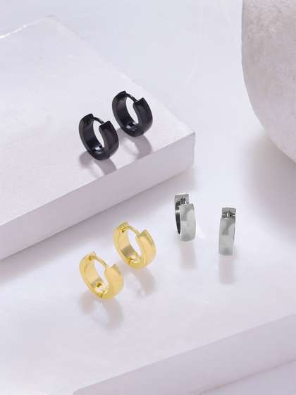 Yellow Chimes Men Set Of
                    3 Contemporary Studs Earrings