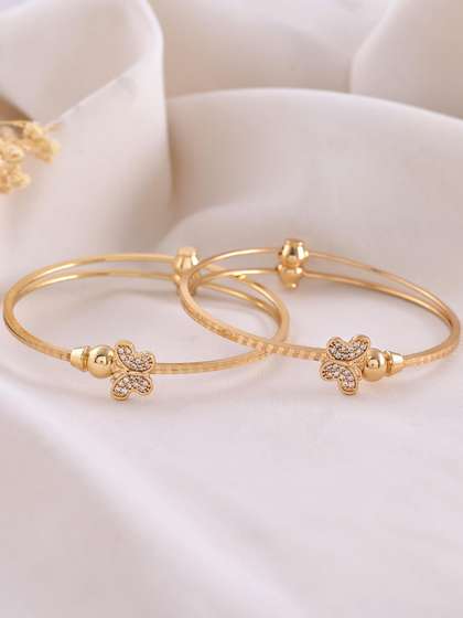 DIVASTRI Set Of 2
                        Gold-Plated American Diamond Stone Studded
                        Butterfly Shaped Bangles