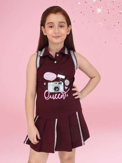 CUTECUMBER Girls Shirt
                    Collar Satin Drop-Waist Dress