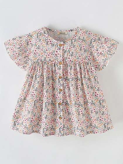 INCLUD Girls Floral
                    Print Flared Sleeve A-Line Dress
