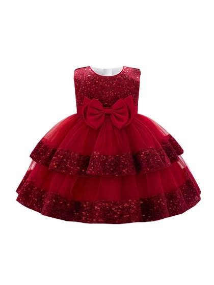 Miss & Chief Girls
                    Embellished Sequined Flared Fit & Flare Knee
                    Length Dress