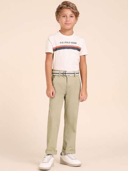 U.S. Polo Assn. Kids
                    Boys Solid Slim Fit Regular Trousers