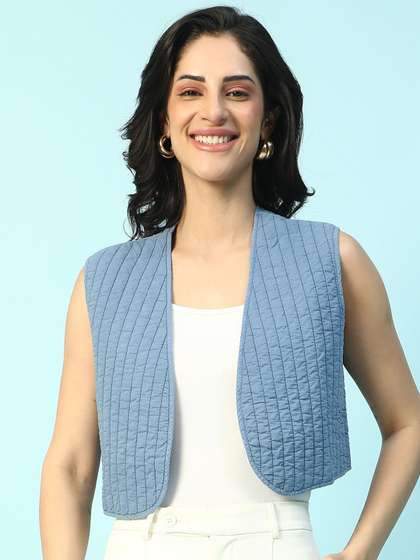 Oxolloxo Women
                        Sleeveless open front Cotton Quilted Shrug