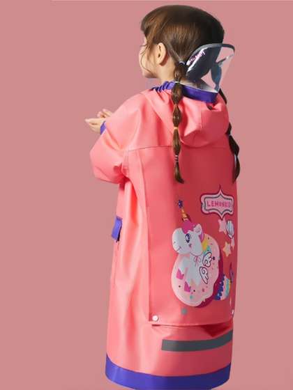 Little Surprise Box
                        Kids Peach Donut Unicorn Knee Length Raincoat