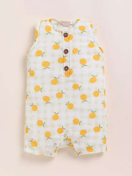 Cot & Candy Infants
                    Girls Organic Cotton Yellow printed Romper