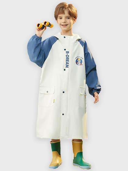 Little Surprise Box
                        Kids & Teens Ivory White Cap Style Knee
                        Length Raincoat