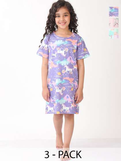 Anthrilo Girl Pack Of 3
                    Unicorn Star, Ice cream and Unicorn Planet Night
                    Dress