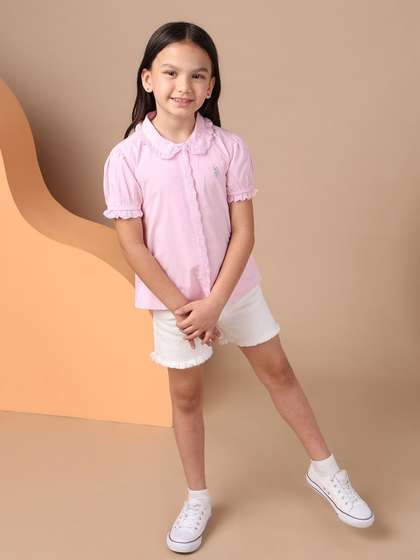 U.S. Polo Assn. Girls
                    Puff Sleeve Cotton Top