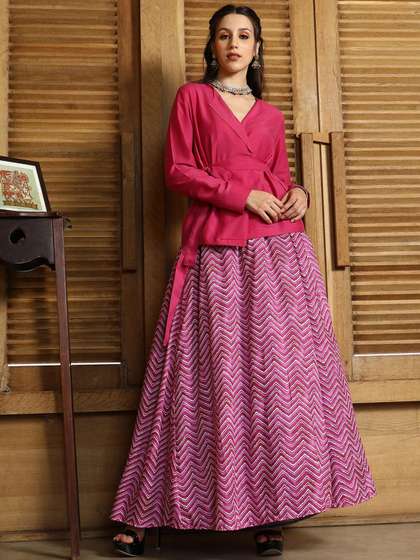 QISSA Chevron
                        Printed Ready to Wear Lehenga With Blouse