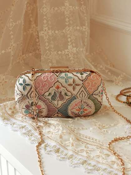 THE TAN CLAN Mughal
                        Embroidered Box Clutch