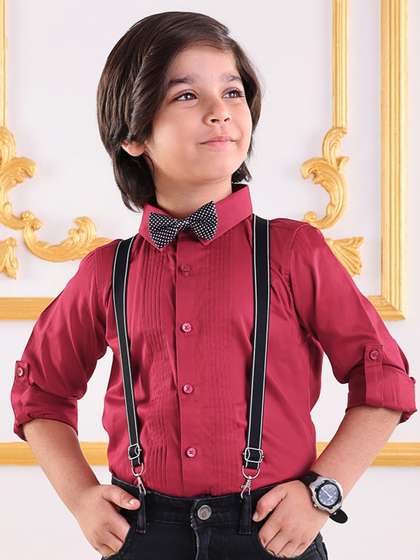 Mark & Mia Boys
                    Textured Spread Collar Cotton Party Shirt