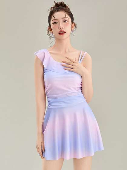 LULU & SKY Ombre
                        Dyed A-Line Swimming Dress With Attached Shorts