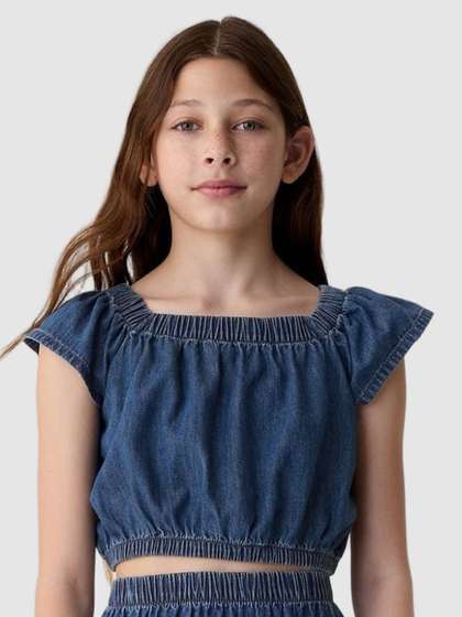GAP GirlsSolid Relaxed
                    Fit Square-Neck Top