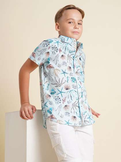 Jack & Jones Junior
                    Boys Spread Collar Conversational Printed Cotton
                    Casual Shirt