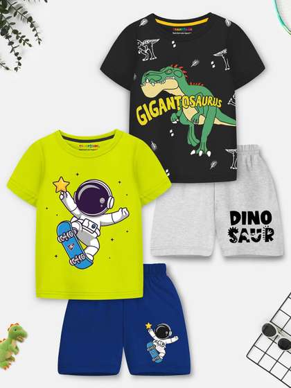 YK X Trampoline Unisex
                      Kids Printed T-shirt with Shorts