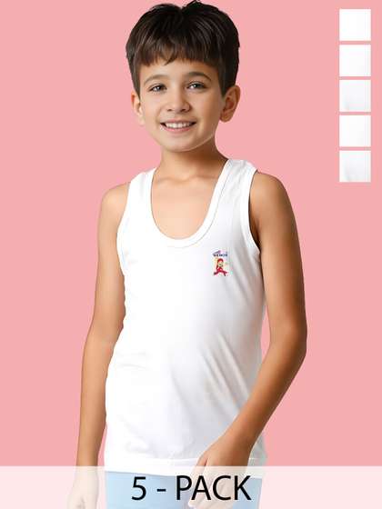 Renox Boys Pack Of 5
                    Pure Cotton Innerwear Vests boys_ vest_WHITE 10-11Y