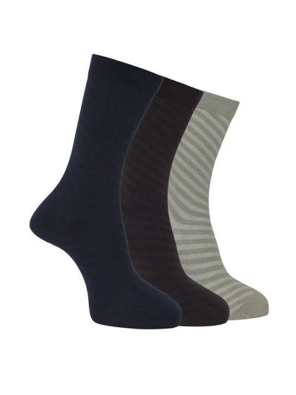Dollar Men Pack Of 3
                    Striped Woollen Calf Length Socks