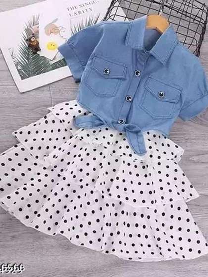 NEYSA Girls Polka Dot
                    Printed Crepe Fit-Flare Dress