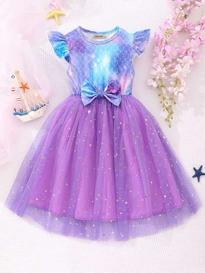 INCLUD Star Girls
                      Printed Flared Sleeve Fit & Flare Dress