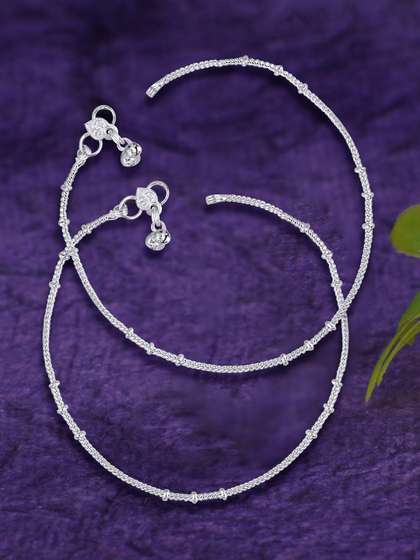 Sangria Set Of 2
                        Silver-Plated Artificial Beaded Anklets