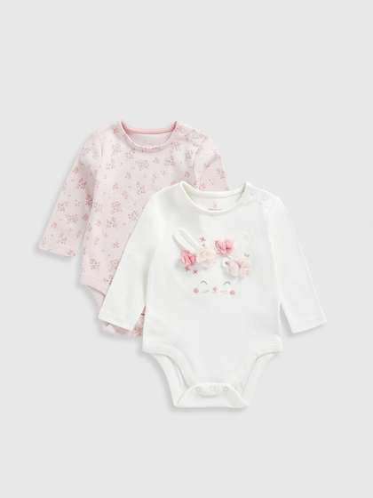 mothercare Infant
                      Girls Pack Of 2 Printed Long Sleeves Bodysuits