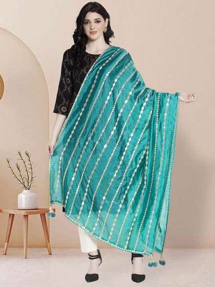 Moda Rapido
                          Striped Embroidered Gotta Patti Dupatta