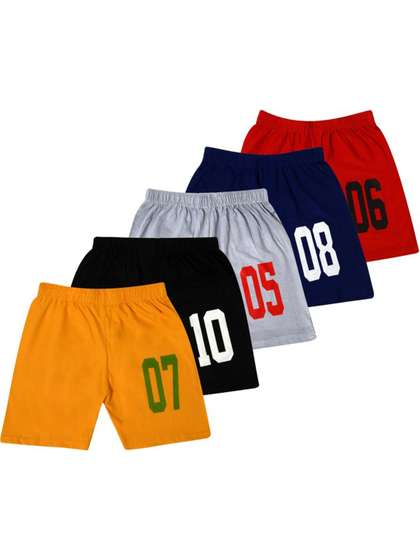 HUXX Kids Pack Of 5
                    Typography Printed Shorts