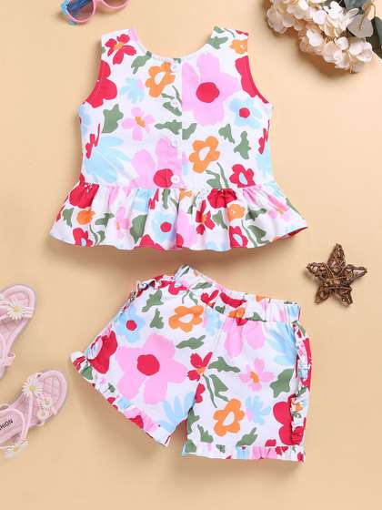 Toonyport Girls
                        Printed Sleeveless Pure Cotton Top With Shorts