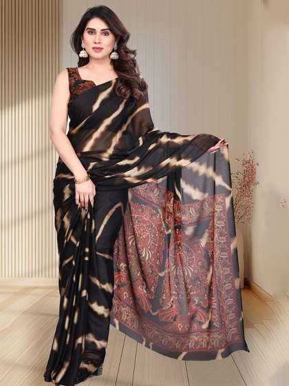 MAGNEITTA Striped
                        Pure Chiffon Saree