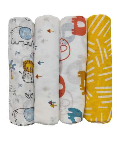 Trance Home Linen Kids
                    Pack Of 4 Printed Swaddle Cloth