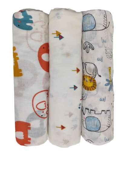 Trance Home Linen Set
                      Of 3 Super Soft Cotton Malmal Swaddle Cloth