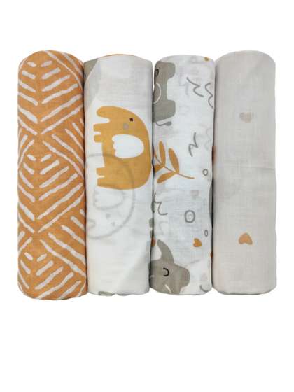 Trance Home Linen Set Of
                    4 Super Soft Cotton Malmal Swaddle Cloth